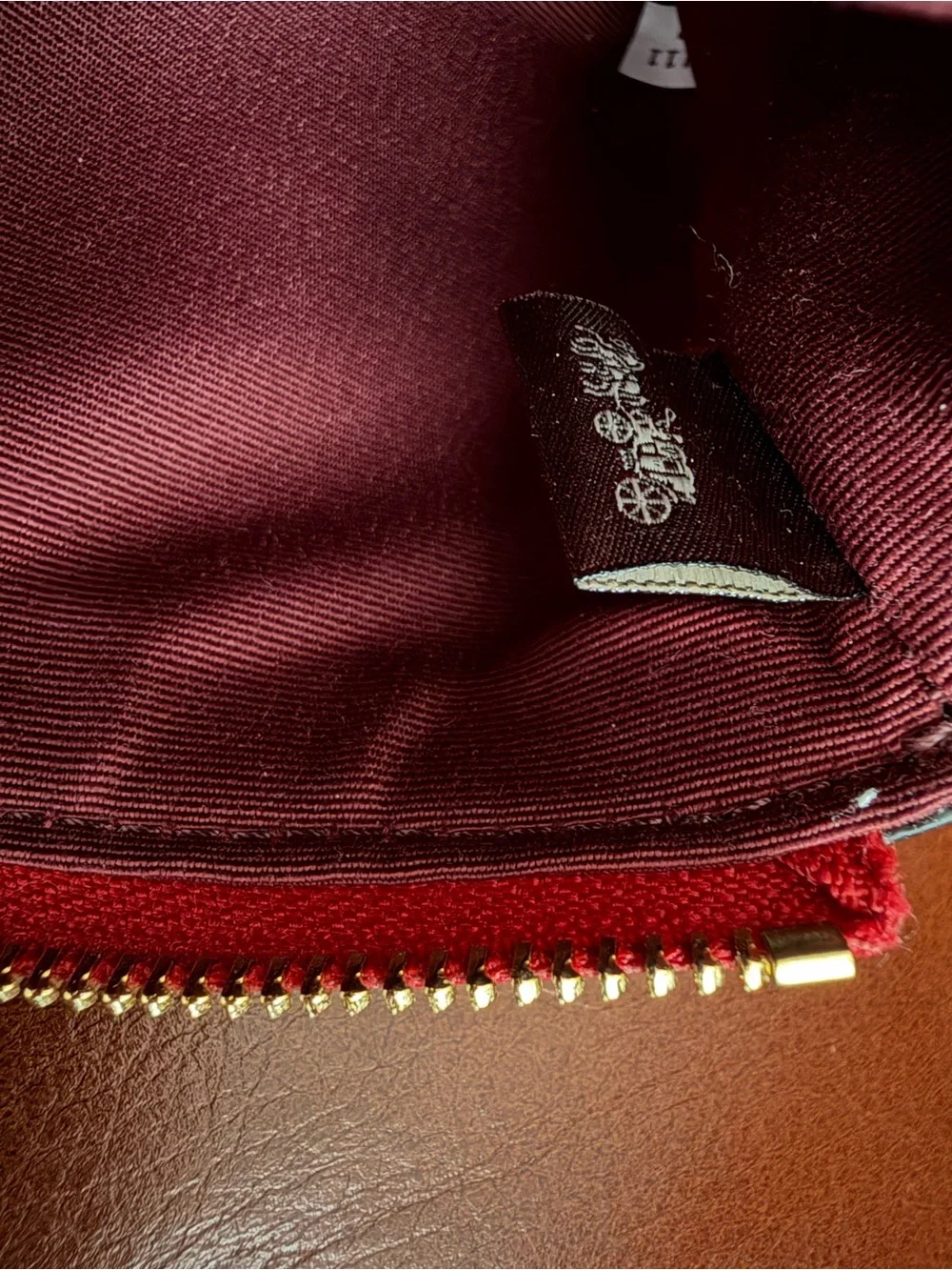 Coach Red Leather Zipper Wristlet